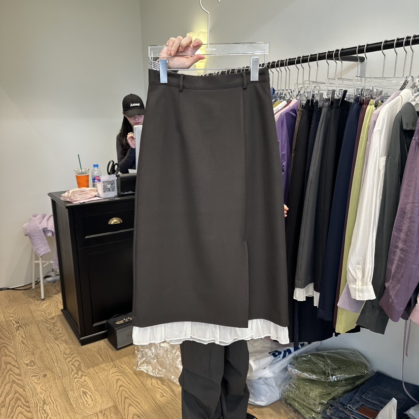 RIVEROOM韓國直郵㊣女裝新款人氣推薦時尚25秋冬熱賣職業長裙RIVEROOM長裙