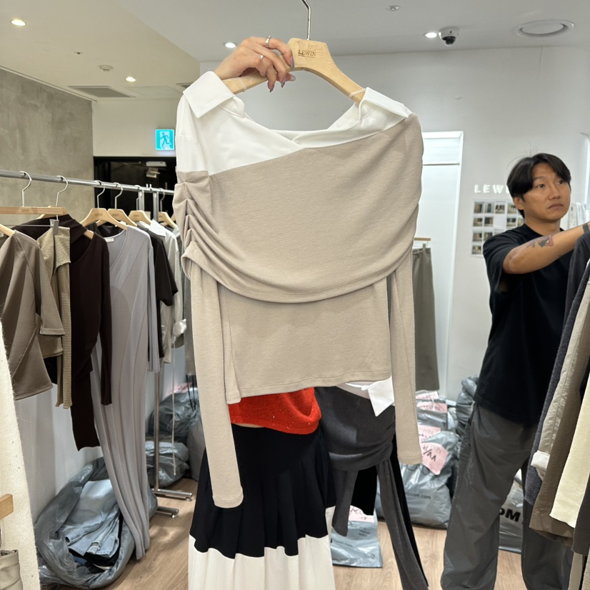 LEWIN韓國代購㊣女裝新品休閑25秋冬職業人氣推薦真品長袖T恤LEWIN長袖T恤