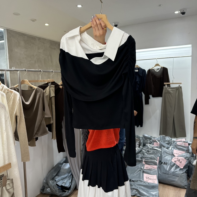 LEWIN韓國代購㊣女裝新品休閑25秋冬職業人氣推薦真品長袖T恤LEWIN長袖T恤圖色3