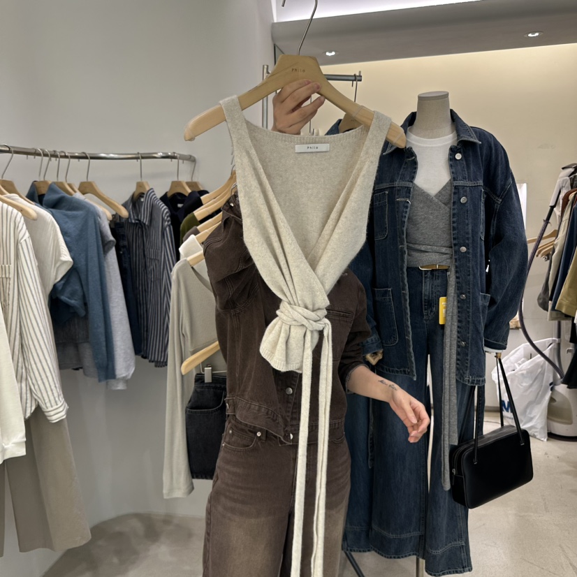 PHILO韓國直郵㊣女裝新品職業人氣25秋冬吊帶背心不含內搭浣熊PHILO吊帶/背心