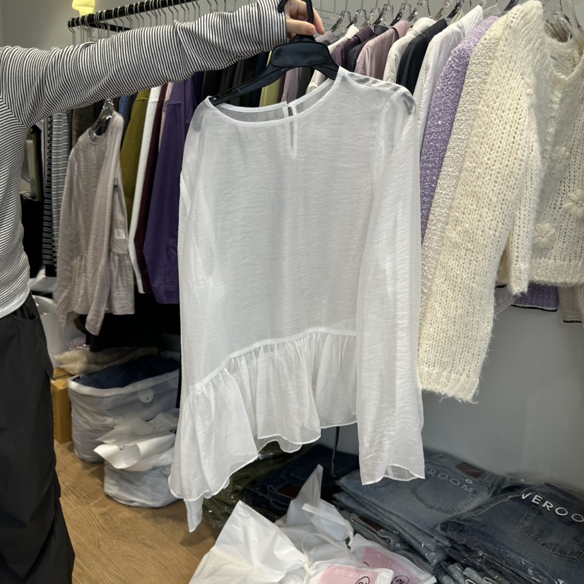 RIVEROOM韓國代購㊣女裝新品真品時尚休閑推薦職業襯衫蕾絲衫RIVEROOM襯衫/蕾絲衫