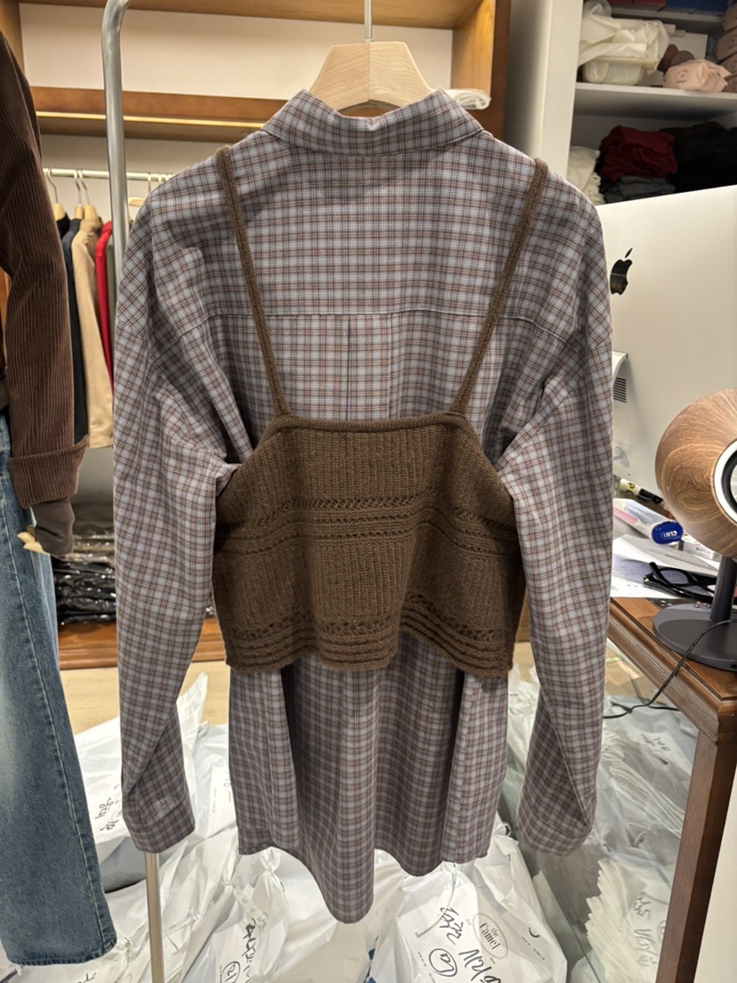 THE CAMEL東大門㊣實拍女裝新品休閑吊帶背心不含內搭紐扣背心the came_l 家吊帶/背心