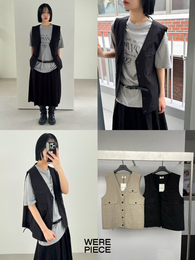 KARE/WEREPIECE韓國代購㊣女士新款時尚人氣25秋冬馬甲口袋KARE/WEREPIECE馬甲