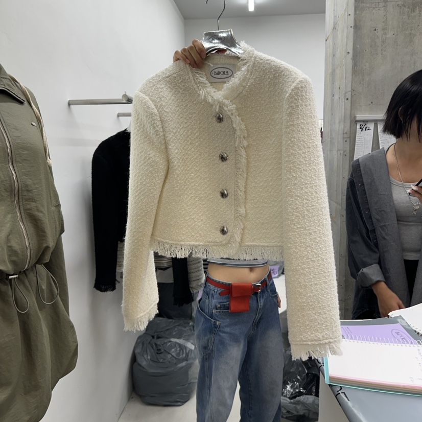 BADCALM韓國直郵㊣女士新品熱賣時尚休閑25秋冬職業夾克花呢BADCALM夾克