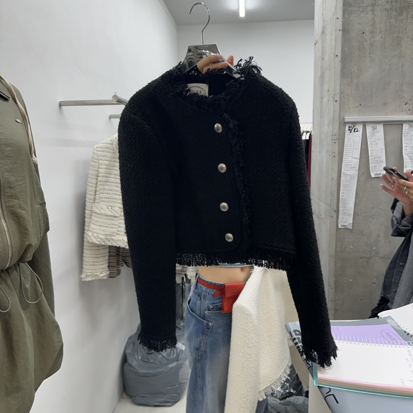 BADCALM韓國直郵㊣女士新品熱賣時尚休閑25秋冬職業夾克花呢BADCALM夾克圖色2