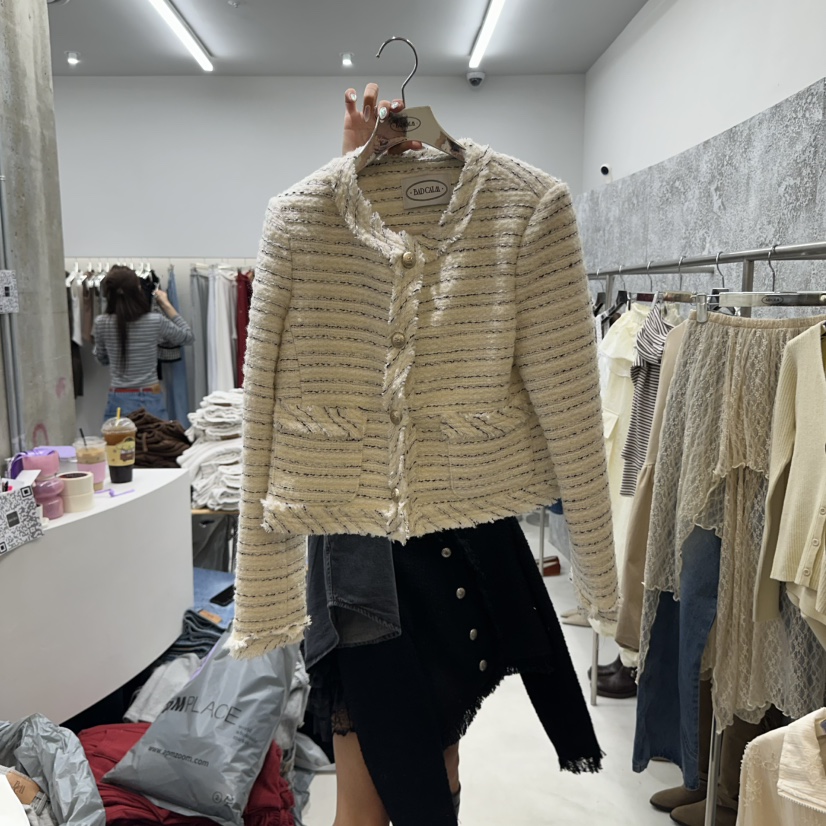 BADCALM韓國代購㊣女士新品休閑25秋冬推薦時尚人氣夾克花呢BADCALM夾克