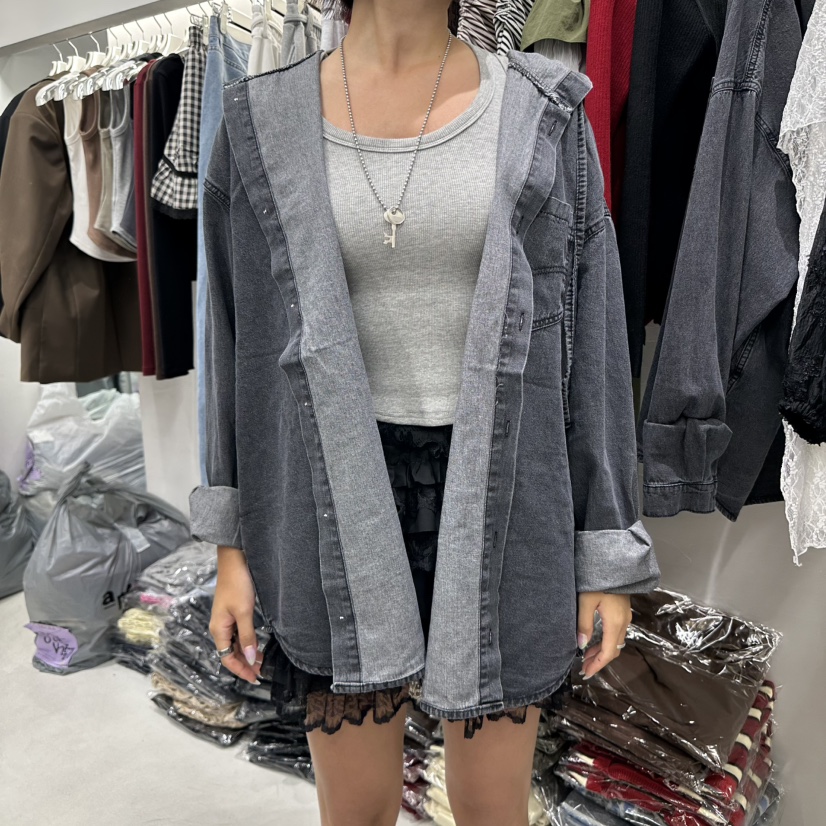 BADCALM東大門㊣實拍女裝新品人氣25秋冬推薦職業夾克寬松牛仔BADCALM夾克