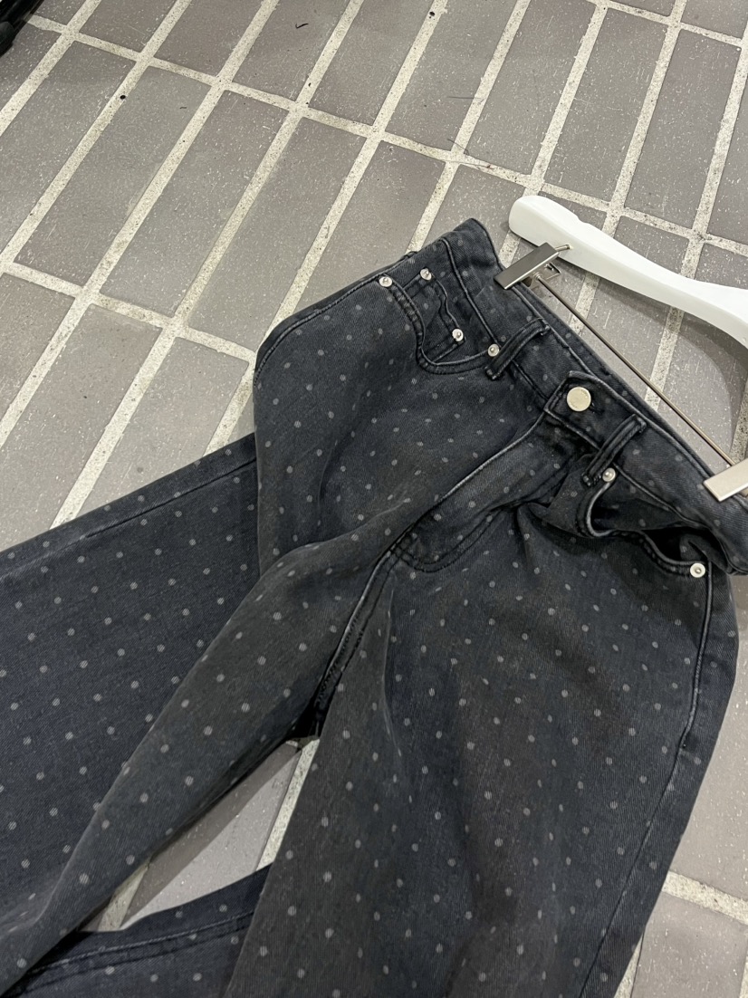 VIVE東大門㊣代購女裝新品職業休閑25秋冬休閑褲圓點牛仔布VIVE休閑褲