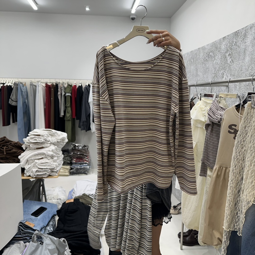 BADCALM韓國直郵㊣女士新品25秋冬推薦休閑職業真品長袖T恤BADCALM長袖T恤