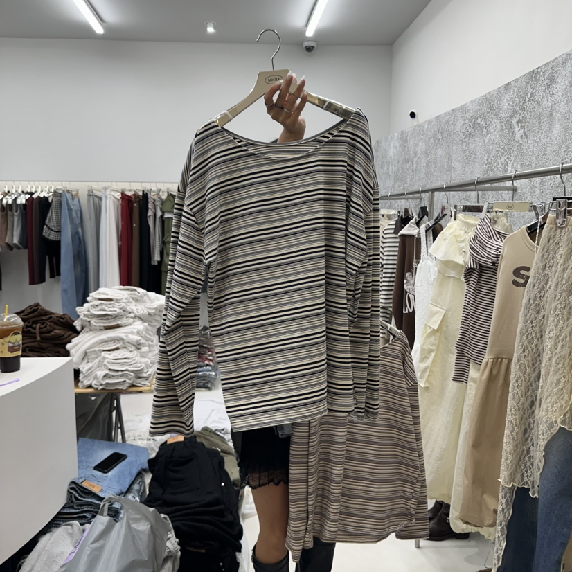 BADCALM韓國直郵㊣女士新品25秋冬推薦休閑職業真品長袖T恤BADCALM長袖T恤圖色2