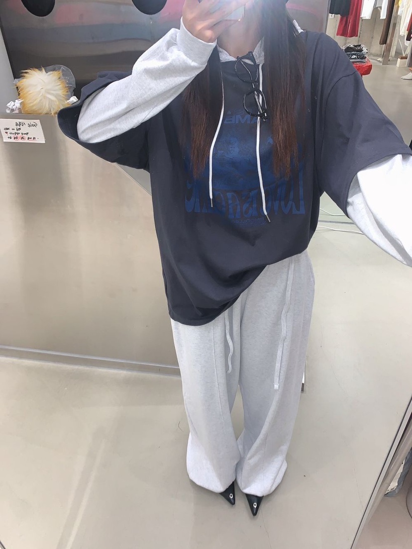 BADCALM韓國代購㊣女士新品25秋冬熱賣真品休閑人氣衛衣假兩件BADCALM衛衣