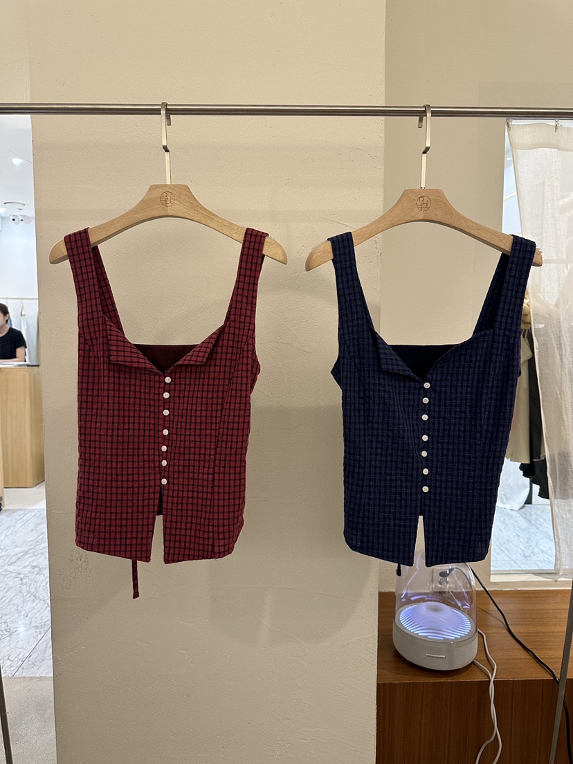 BPLAN韓國代購㊣女士新品25秋冬時尚真品推薦職業吊帶背心格紋BPLAN吊帶/背心