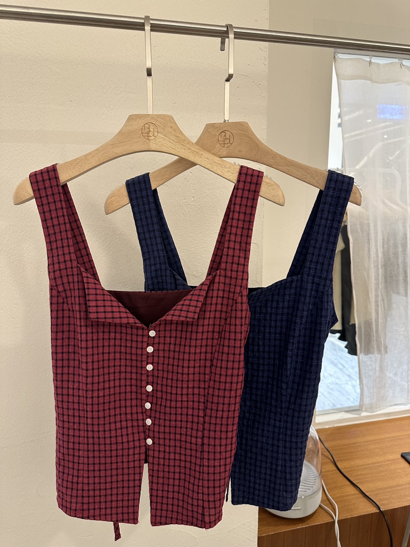 BPLAN韓國代購㊣女士新品25秋冬時尚真品推薦職業吊帶背心格紋BPLAN吊帶/背心