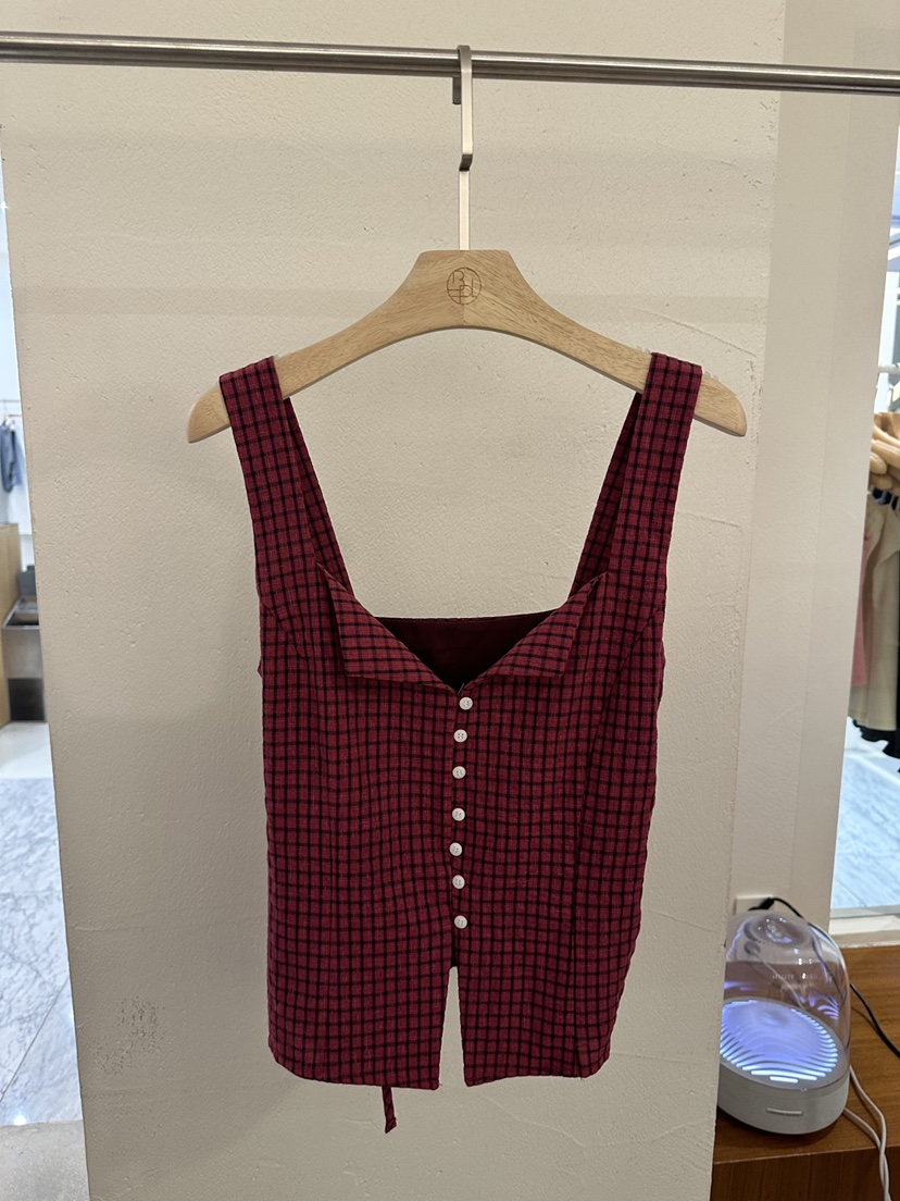 BPLAN韓國代購㊣女士新品25秋冬時尚真品推薦職業吊帶背心格紋BPLAN吊帶/背心