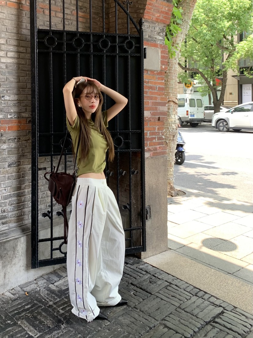 BERTHA韓國直郵㊣女裝新款休閑熱賣25秋冬真品職業休閑褲刺繡BERTHA休閑褲