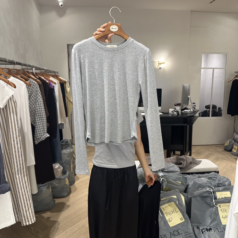 BRUSH-P韓國代購㊣女裝新品熱賣真品休閑人氣時尚職業長袖T恤BRUSH-P長袖T恤圖色2
