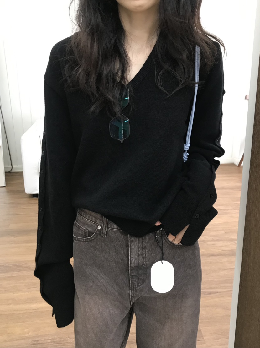 ME MO韓國直郵㊣女裝新款推薦時尚職業25秋冬人氣針織衫紐扣ME MO針織衫