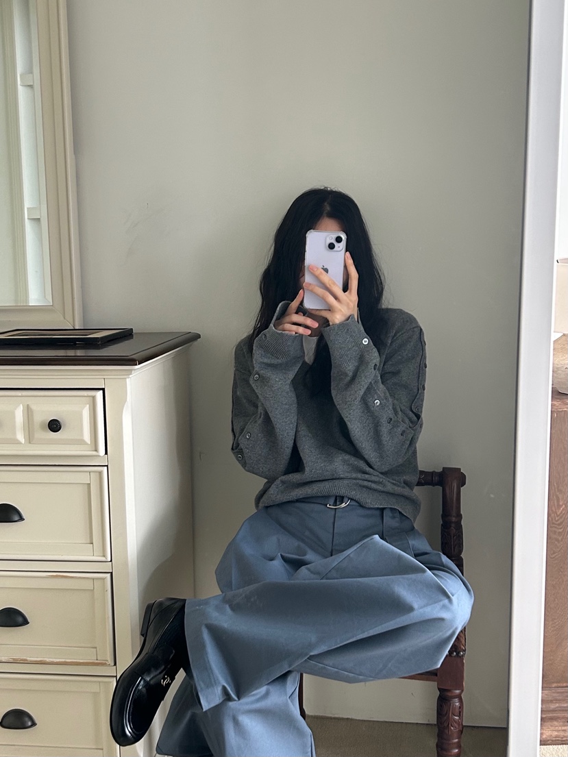 ME MO韓國直郵㊣女裝新款推薦時尚職業25秋冬人氣針織衫紐扣ME MO針織衫
