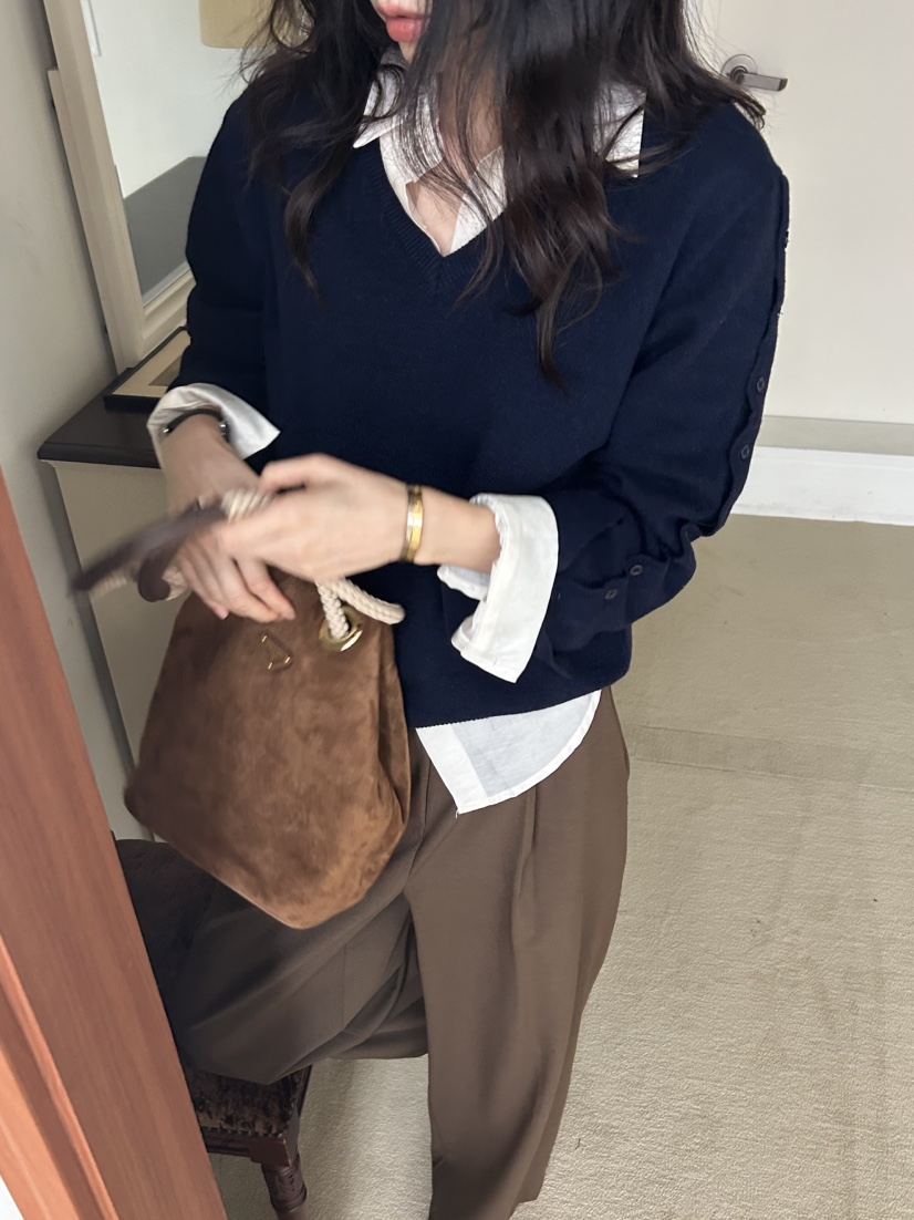 ME MO韓國直郵㊣女裝新款推薦時尚職業25秋冬人氣針織衫紐扣ME MO針織衫
