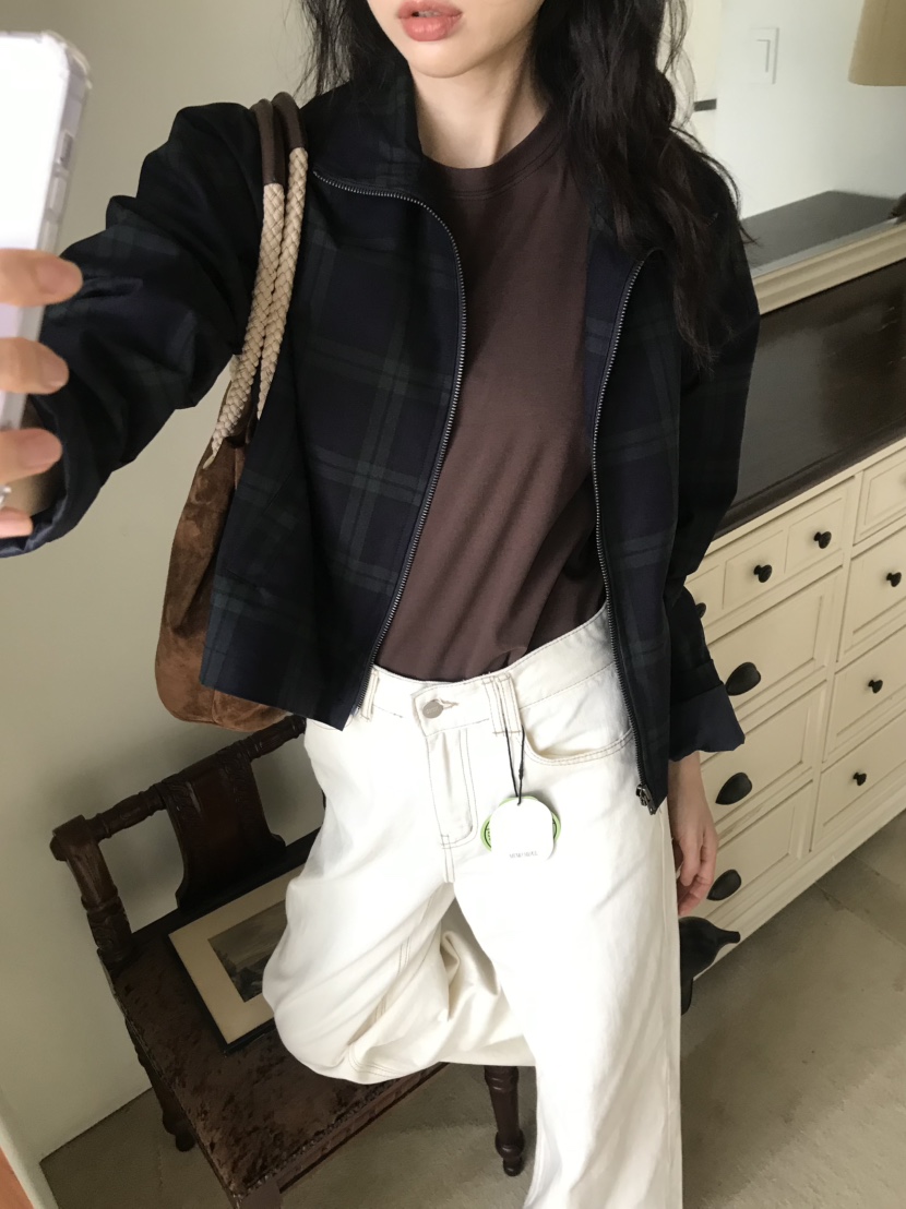 ME MO韓國代購㊣女士新款時尚職業熱賣真品人氣25秋冬夾克拉鏈ME MO夾克
