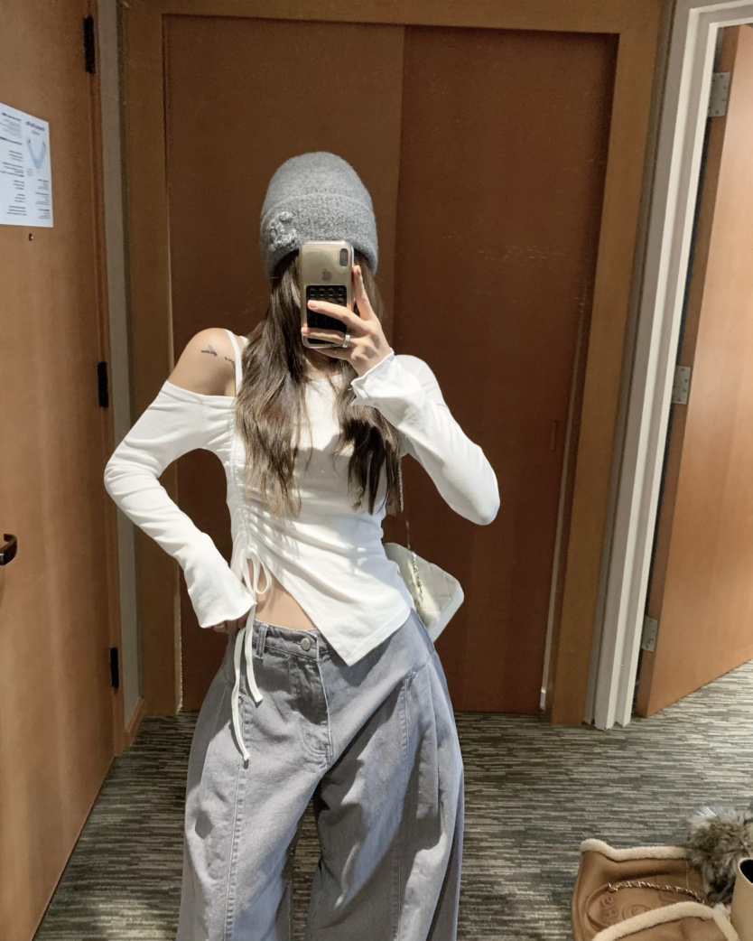 VIRKIN韓國代購㊣女裝新款熱賣休閑25秋冬真品牛仔褲不含腰帶VIRKIN牛仔褲