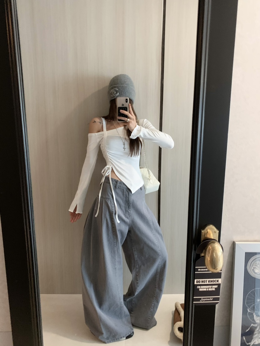 VIRKIN韓國代購㊣女裝新款熱賣休閑25秋冬真品牛仔褲不含腰帶VIRKIN牛仔褲