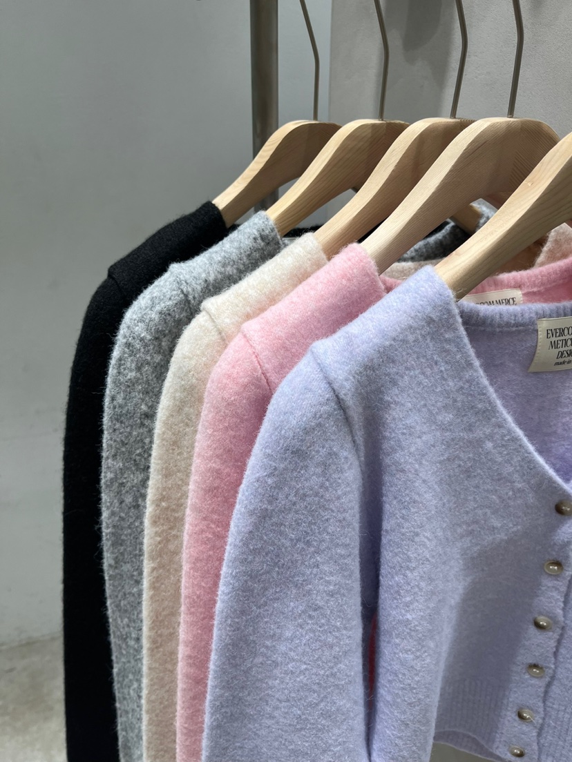 EVERCOMMERCE METICULOUSLY DESIGNED東大門㊣實拍女裝新品推薦針織衫羊毛短款開衫EVERCOMMERCE針織衫