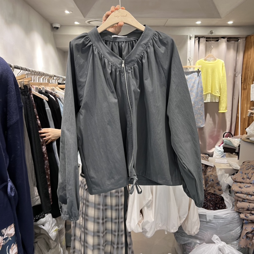 LOGROAD東大門㊣實拍女士新款時尚職業休閑真品襯衫蕾絲衫拉鏈LOG ROAD襯衫/蕾絲衫圖色1