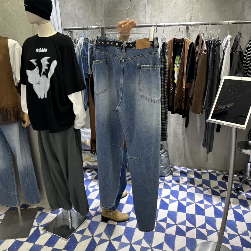 AMOUR韓國代購㊣女裝新款25秋冬休閑推薦真品人氣牛仔褲口袋AMOUR牛仔褲
