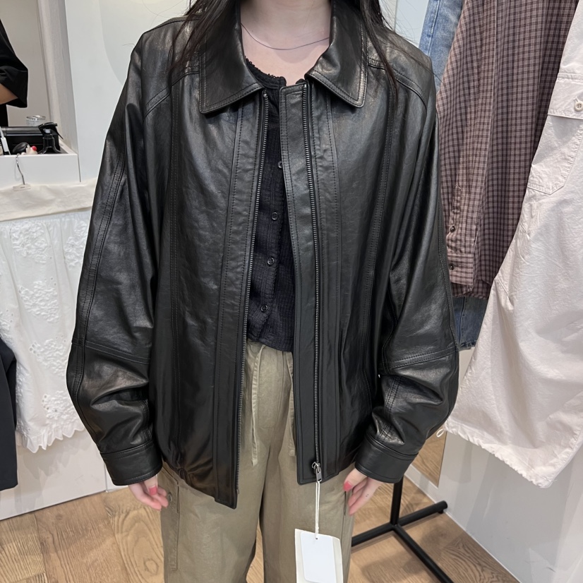 JINSIM韓國直郵㊣女士新款休閑真品25秋冬推薦時尚熱賣皮衣JINSIM皮衣圖色2