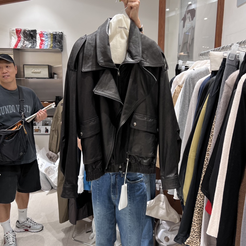 TEMPTING韓國代購㊣女士新款休閑時尚25秋冬熱賣人氣職業皮衣TEMPTING皮衣