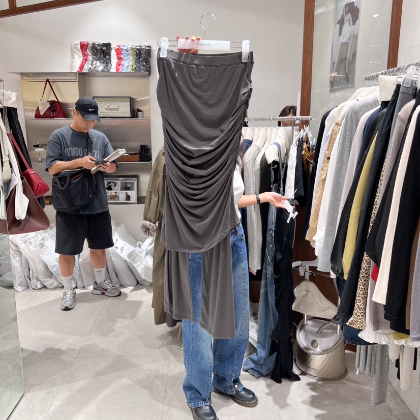 TEMPTING韓國直郵㊣女士新品熱賣25秋冬時尚裙褲緊身褲褶皺TEMPTING裙褲
