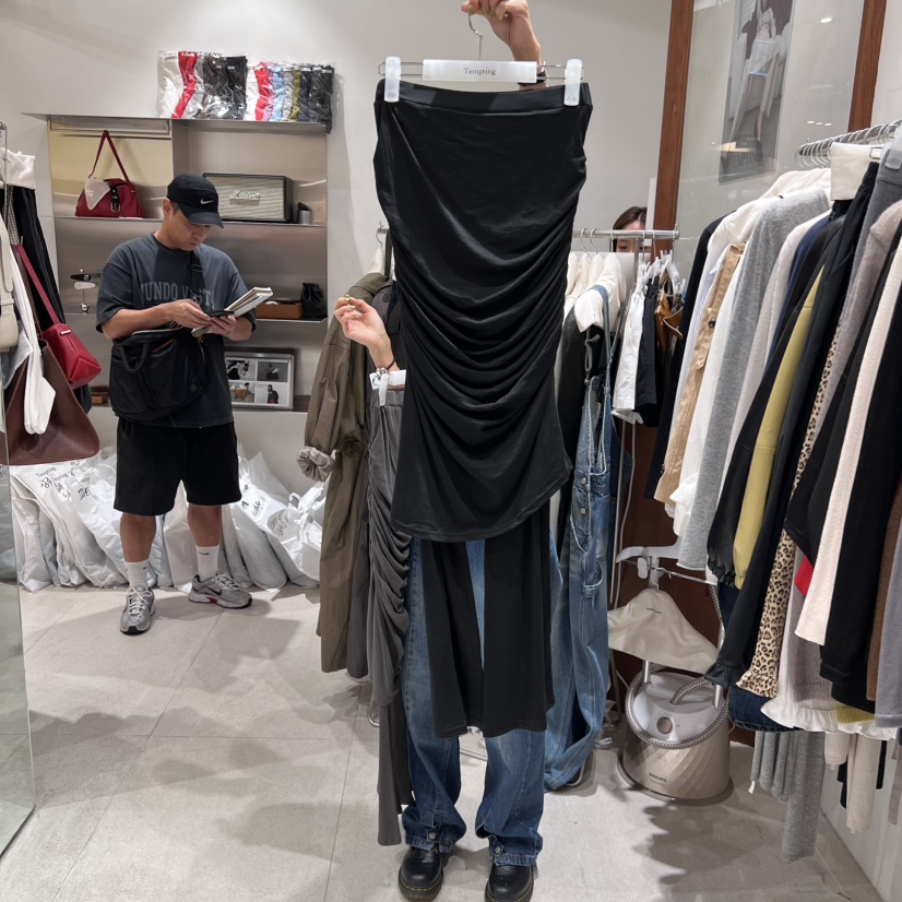 TEMPTING韓國直郵㊣女士新品熱賣25秋冬時尚裙褲緊身褲褶皺TEMPTING裙褲圖色2
