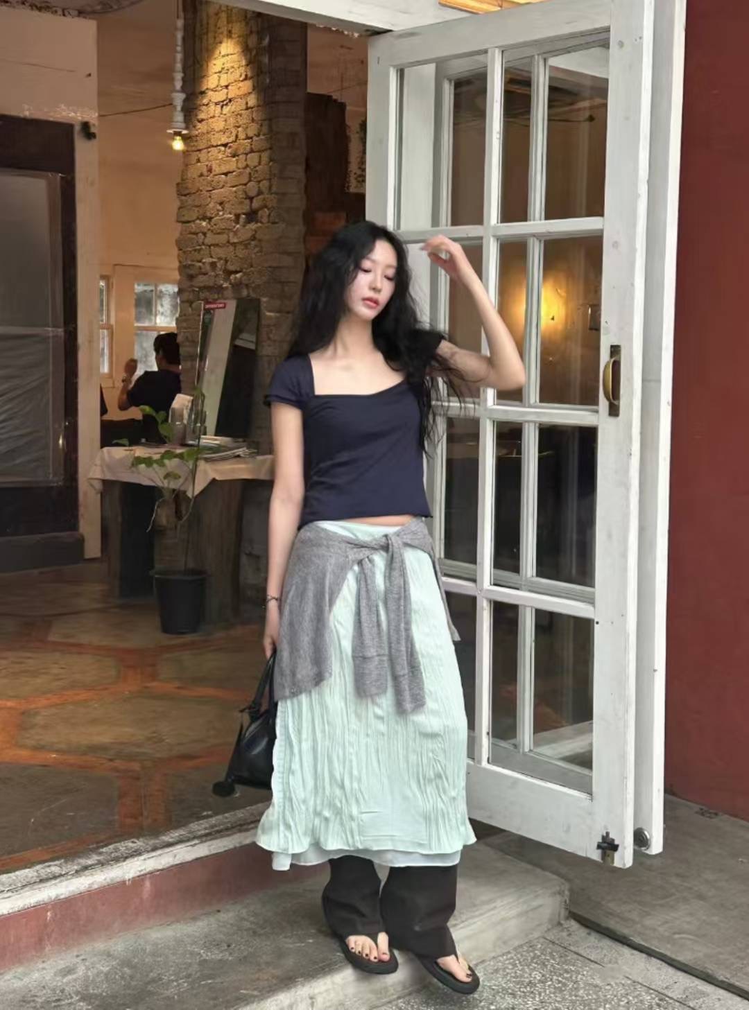 AVID東大門㊣實拍女裝新款人氣職業真品推薦休閑長裙不含腰帶AVID長裙