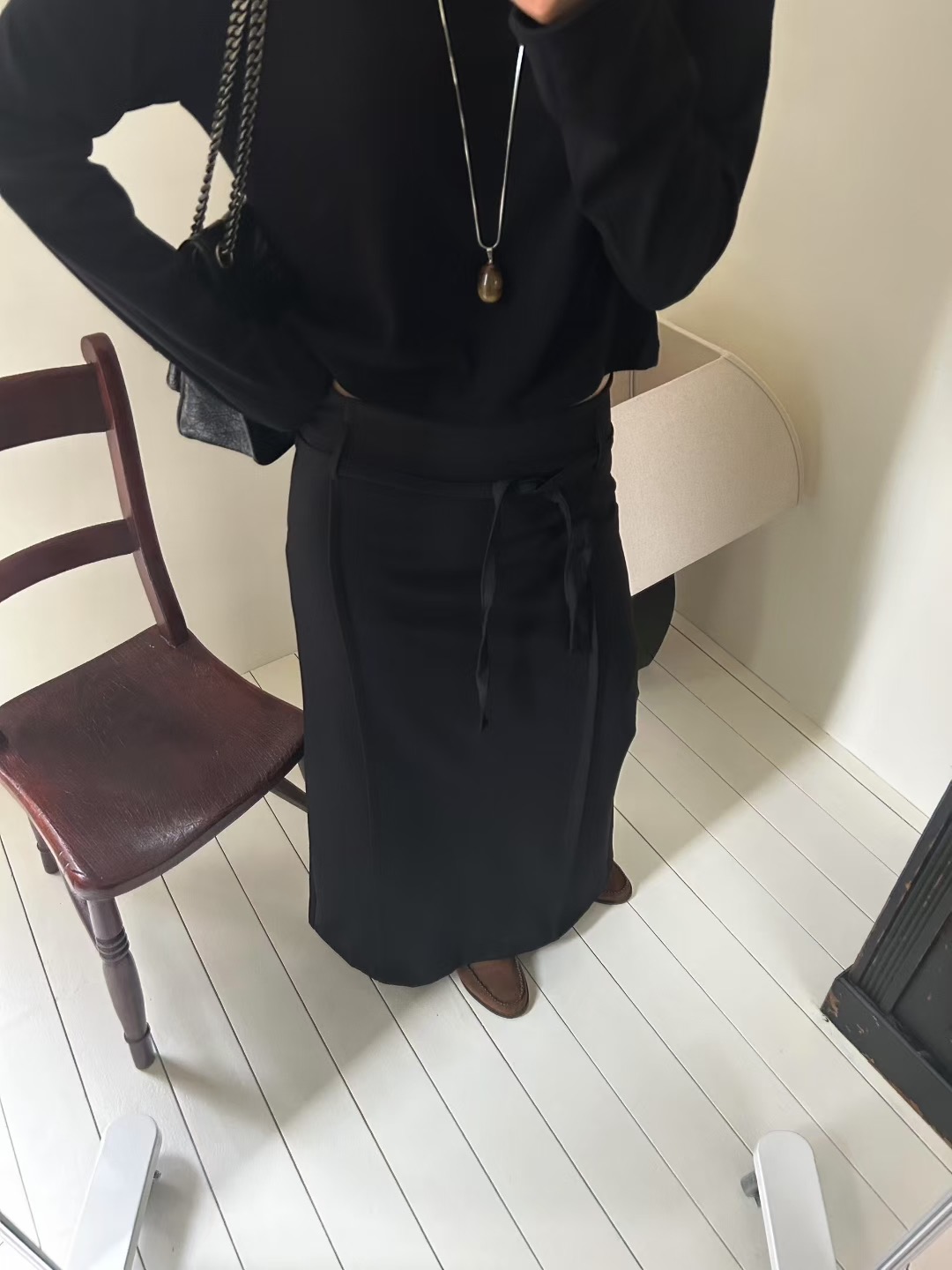 AVID韓國直郵㊣女士新品25秋冬休閑推薦真品時尚長裙含腰繩AVID長裙