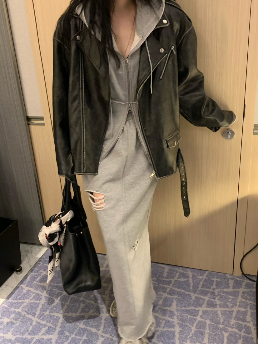 VIRKIN東大門㊣實拍女裝新款人氣25秋冬時尚職業夾克水洗皮革VIRKIN夾克