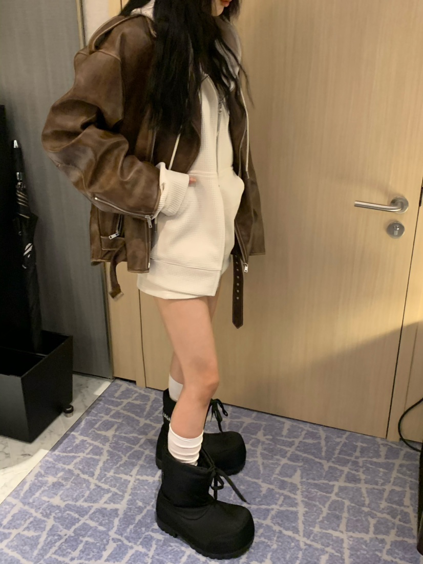 VIRKIN東大門㊣實拍女裝新款人氣25秋冬時尚職業夾克水洗皮革VIRKIN夾克