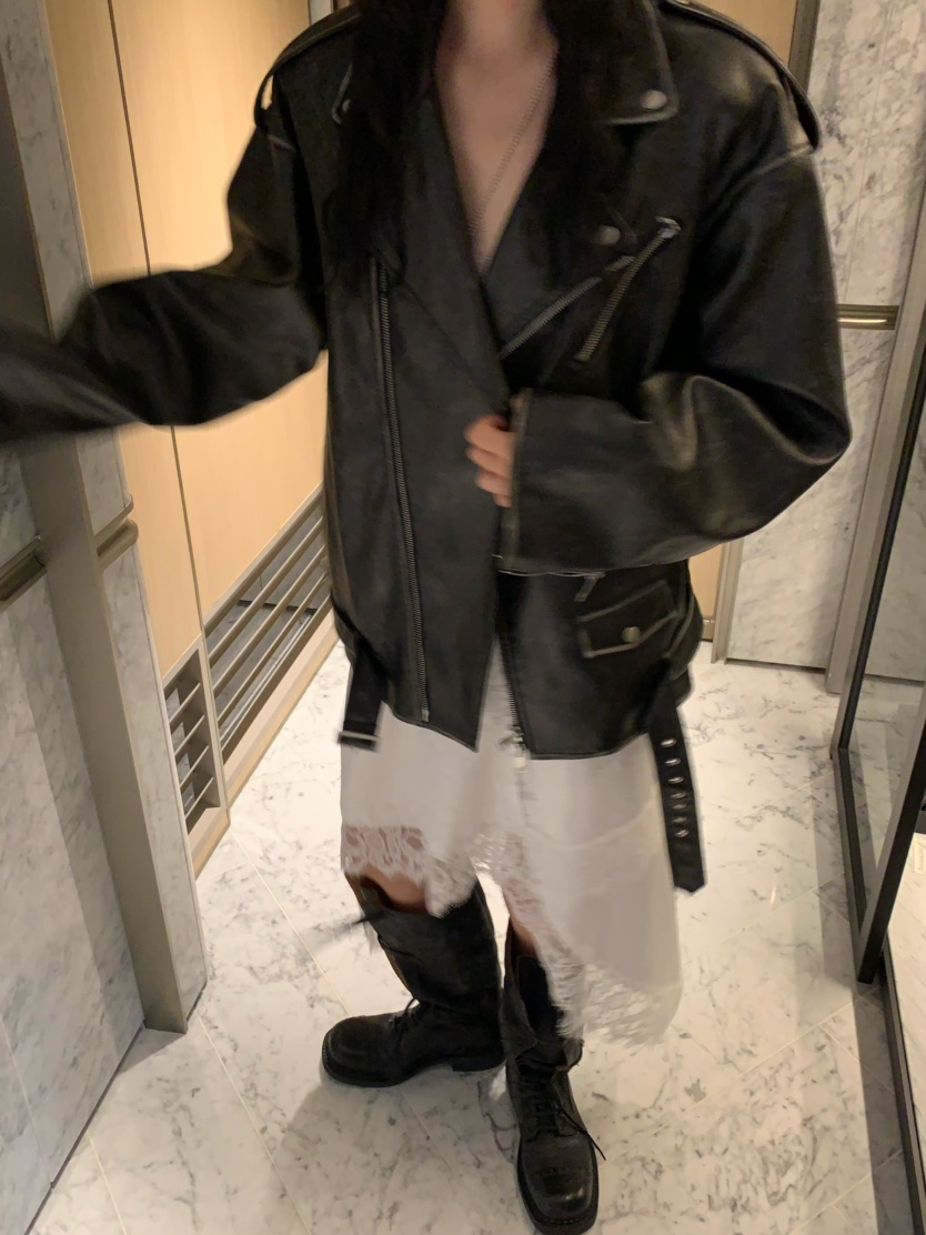 VIRKIN東大門㊣實拍女裝新款人氣25秋冬時尚職業夾克水洗皮革VIRKIN夾克