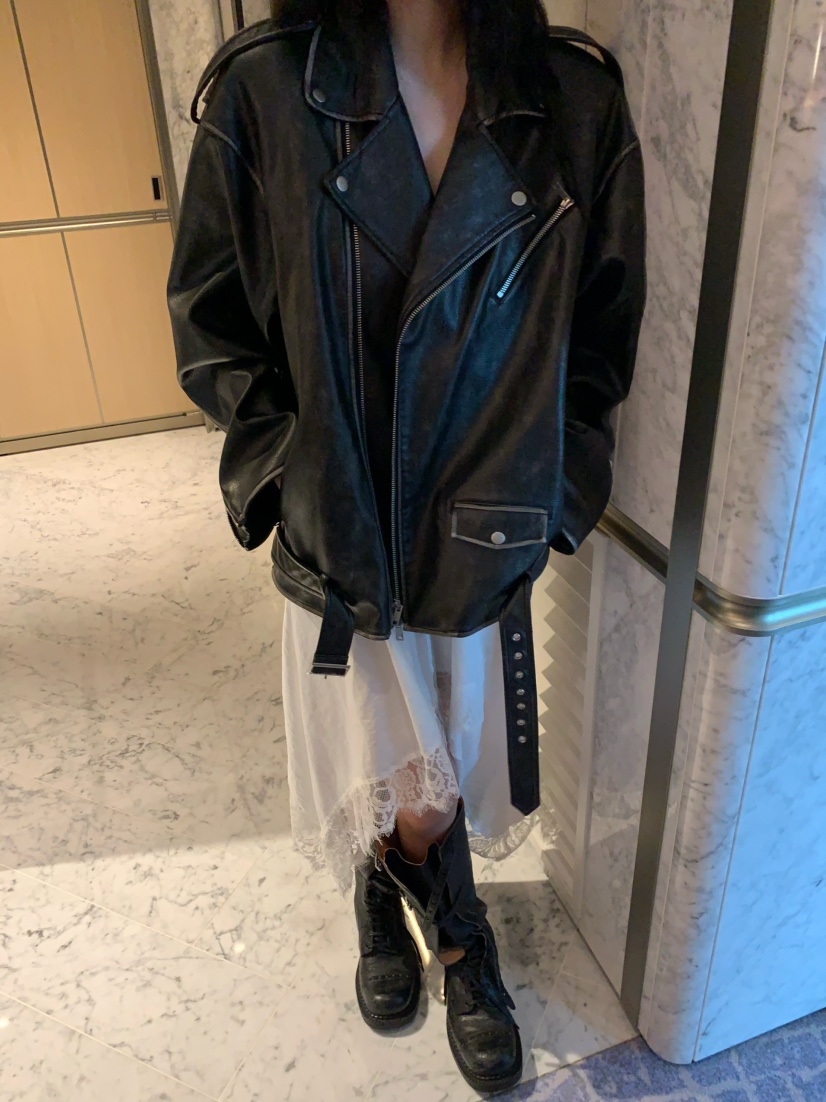 VIRKIN東大門㊣實拍女裝新款人氣25秋冬時尚職業夾克水洗皮革VIRKIN夾克
