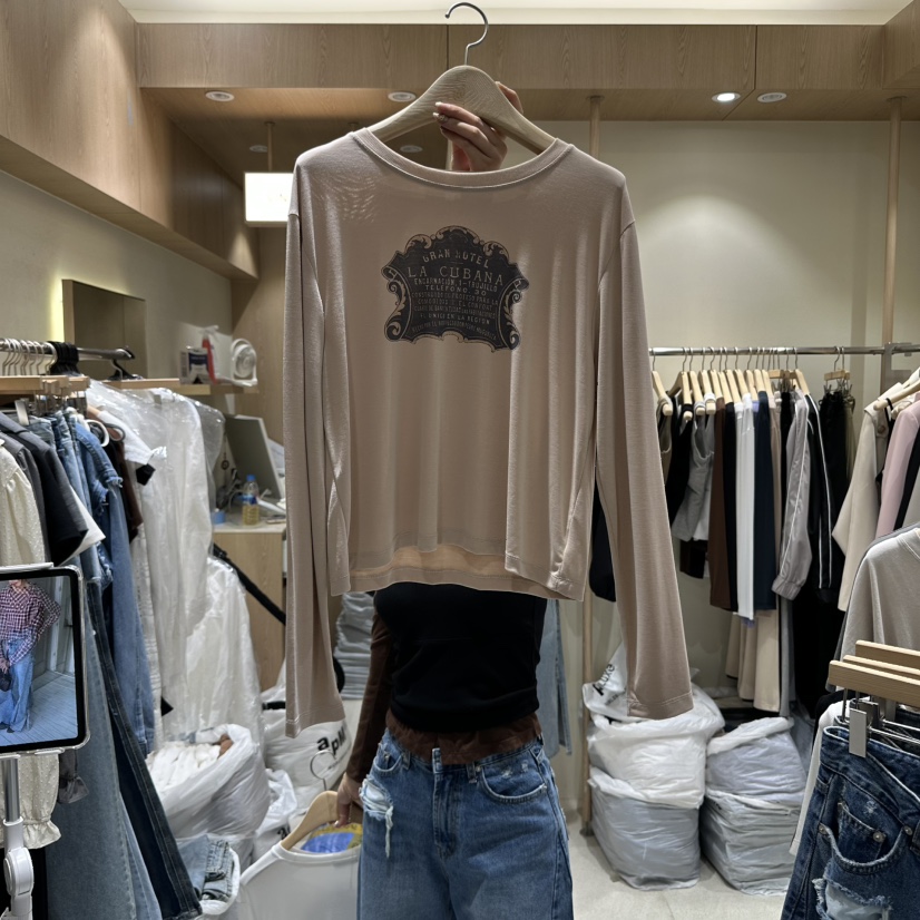 VINTAGE VIBE韓國直郵㊣女裝新品時尚熱賣真品人氣長袖T恤VINTAGE VIBE長袖T恤圖色2