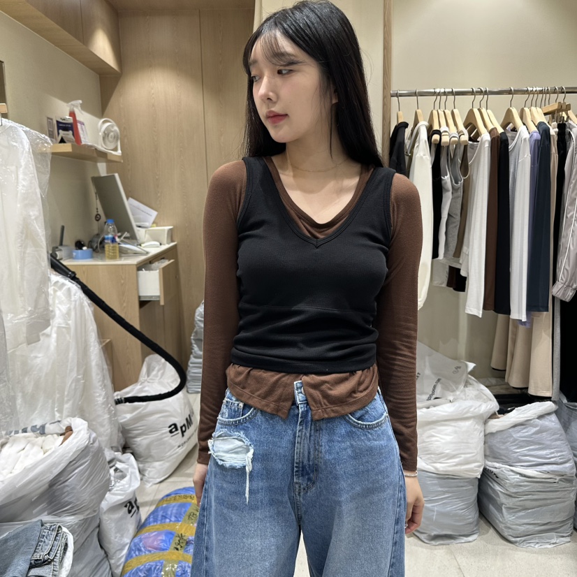 VINTAGE VIBE韓國直郵㊣女士新款25秋冬休閑長袖T恤不含吊帶VINTAGE VIBE長袖T恤