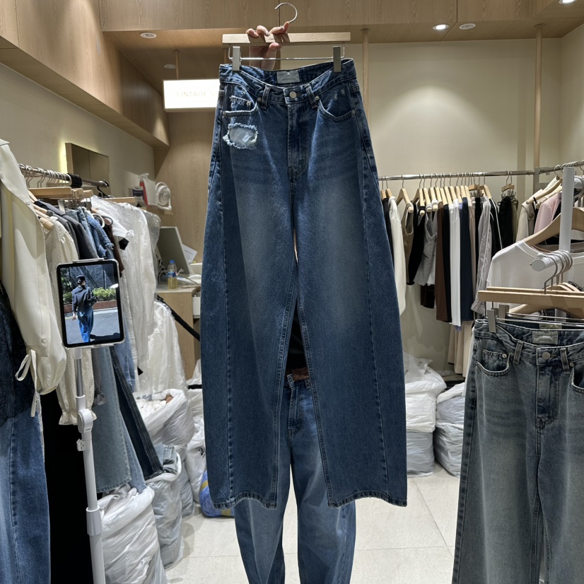 VINTAGE VIBE東大門㊣實拍女裝新品熱賣推薦25秋冬時尚牛仔褲VINTAGE VIBE牛仔褲圖色1
