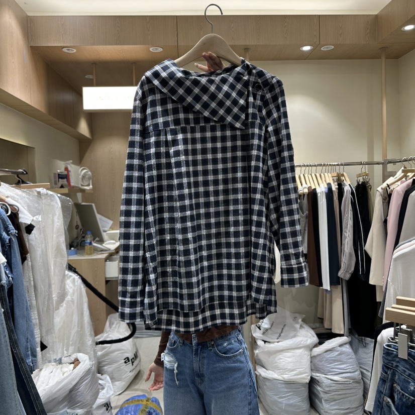 VINTAGE VIBE韓國直郵㊣女士新款職業休閑推薦襯衫蕾絲衫格紋VINTAGE VIBE襯衫/蕾絲衫圖色2