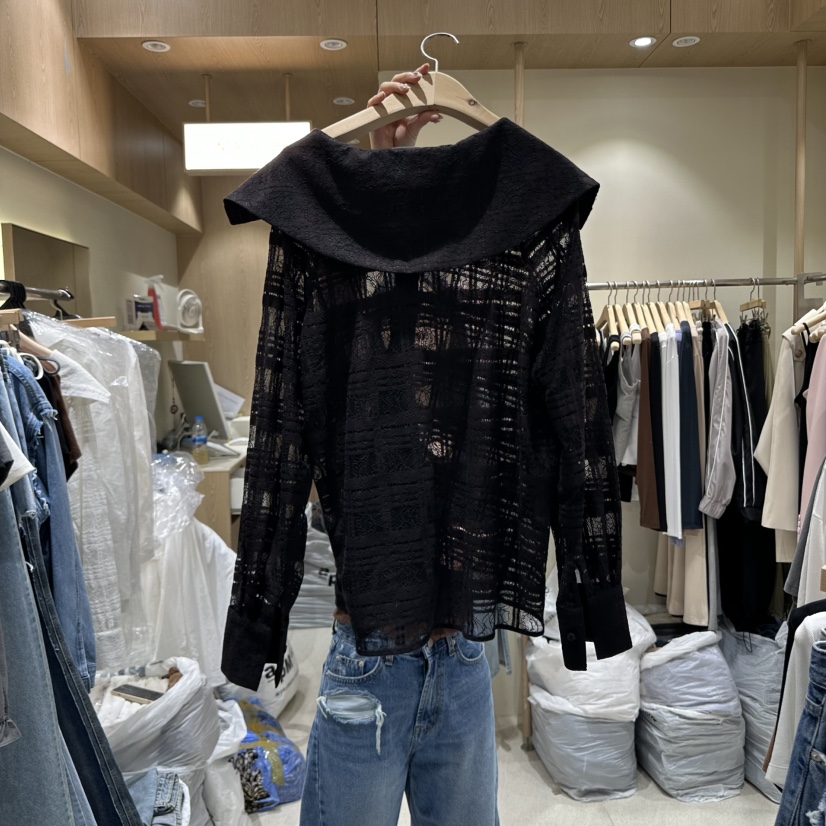 VINTAGE VIBE東大門㊣實拍女裝新款熱賣時尚襯衫蕾絲衫紐扣VINTAGE VIBE襯衫/蕾絲衫