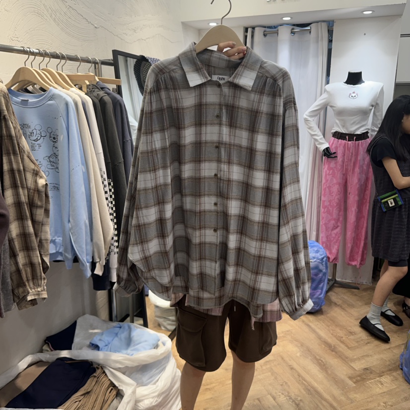 DE LINE東大門㊣實拍女士新款休閑真品時尚襯衫蕾絲衫格紋DE LINE襯衫/蕾絲衫圖色2