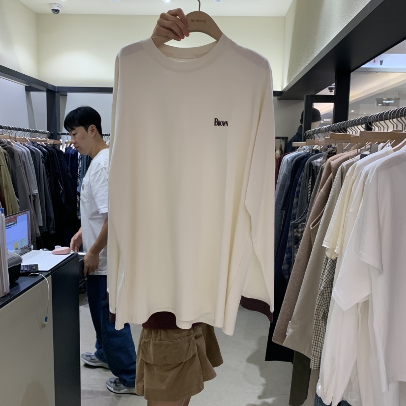 SELF SERVICE東大門㊣直郵女裝新款25秋冬推薦人氣長袖T恤SELF SERVICE長袖T恤圖色2