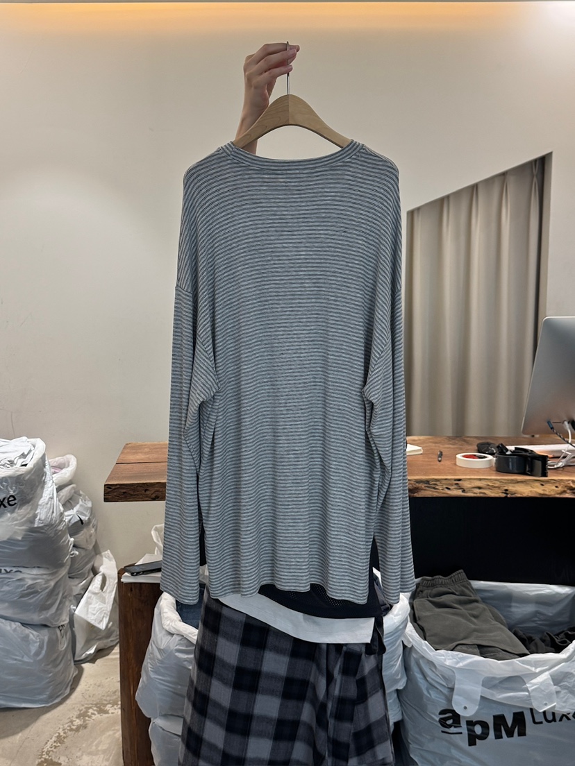 FRIC韓國代購㊣女士新品熱賣推薦人氣25秋冬休閑長袖T恤條紋FRIC長袖T恤