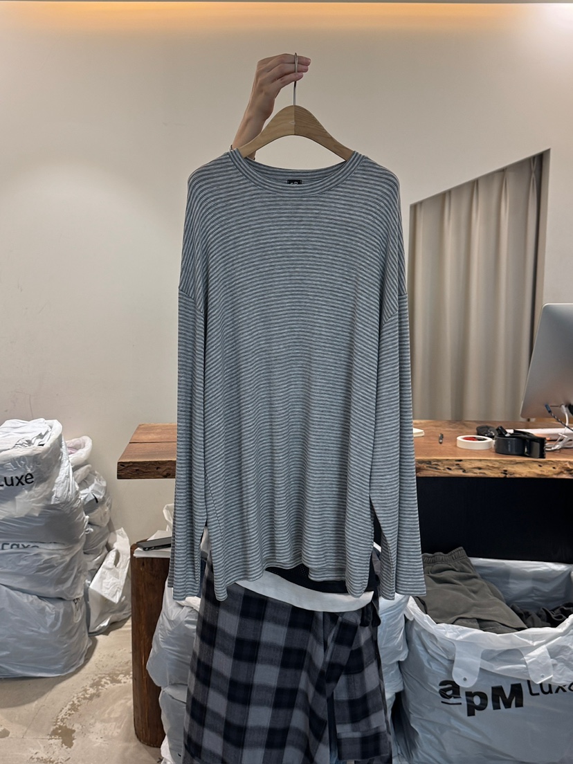 FRIC韓國代購㊣女士新品熱賣推薦人氣25秋冬休閑長袖T恤條紋FRIC長袖T恤圖色1