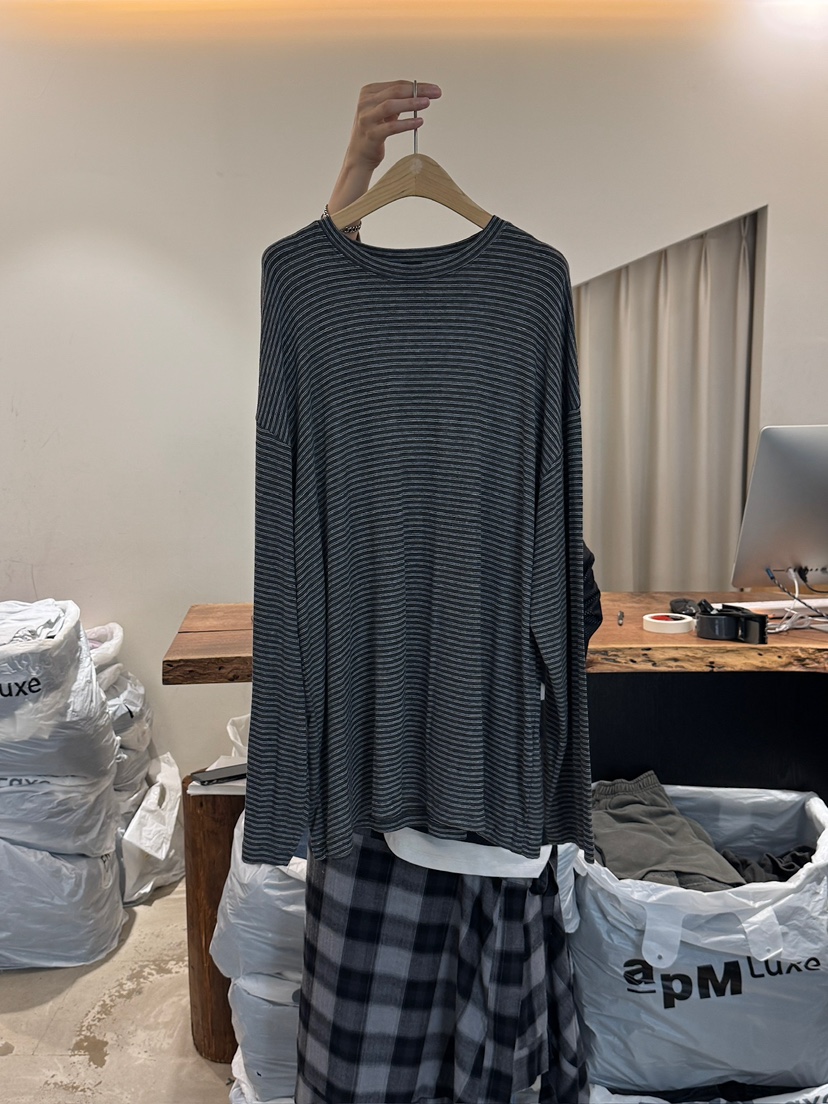 FRIC韓國代購㊣女士新品熱賣推薦人氣25秋冬休閑長袖T恤條紋FRIC長袖T恤圖色2