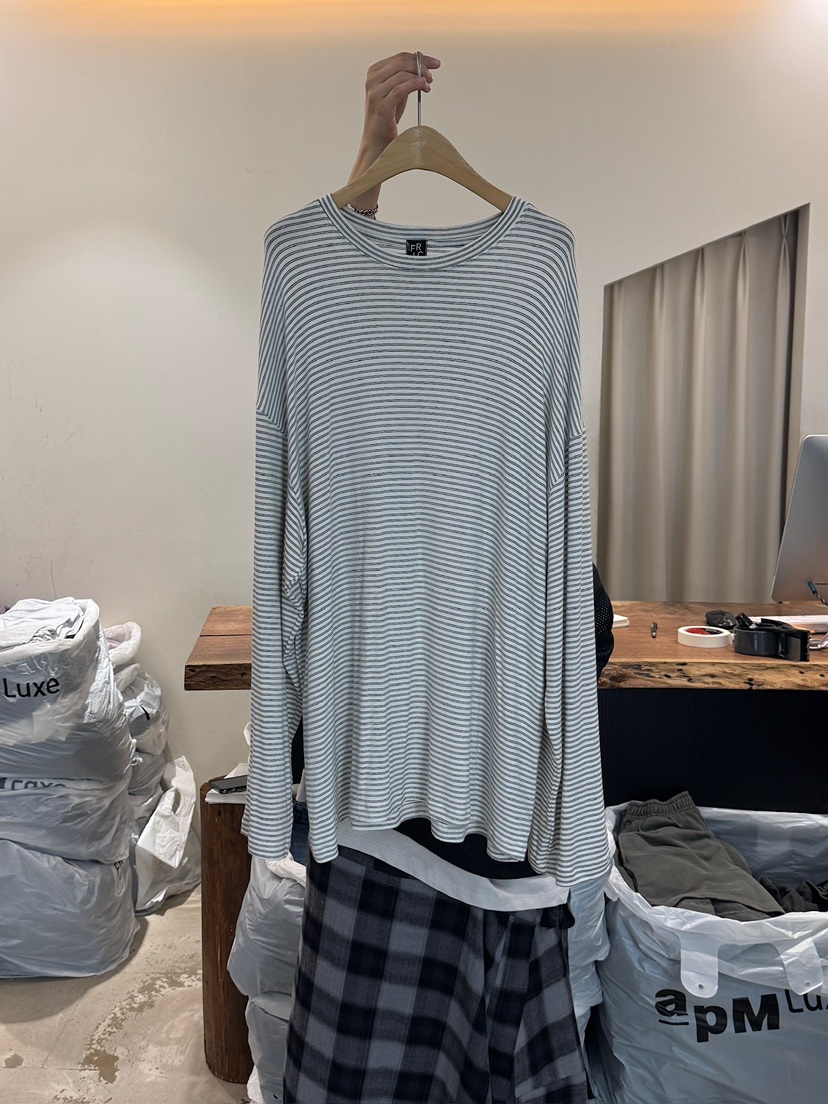 FRIC韓國代購㊣女士新品熱賣推薦人氣25秋冬休閑長袖T恤條紋FRIC長袖T恤圖色3